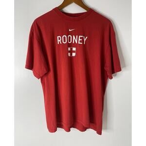 Nike T-Shirt Men's Size M VTG Red England Soccer #9 Wayne Rooney Futbol Tee